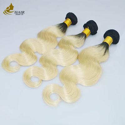 1B Blonde Ombre Extensions de cheveux humains Remy Tissue Perruque avec fermeture