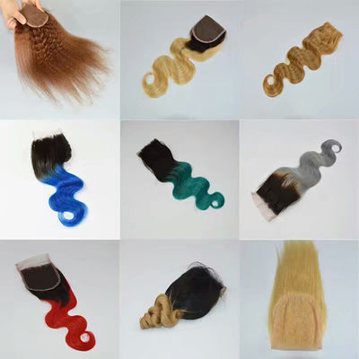 Brown Remy Ombre Extensions de cheveux humains Body Wave Bundles avec fermeture en dentelle