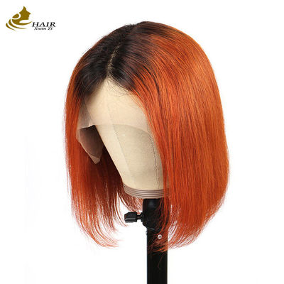 130% Densité 1b/ Orange Perruque personnalisée pour cheveux humains Cheveux humains courts Perruques Bob