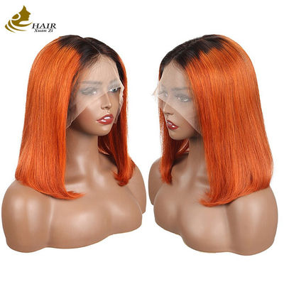 130% Densité 1b/ Orange Perruque personnalisée pour cheveux humains Cheveux humains courts Perruques Bob