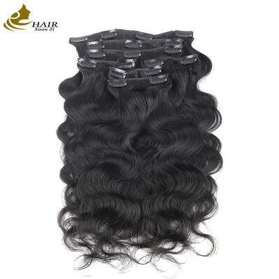 Vente en gros de cheveux naturels noirs brésiliens Remy Cheveux humains Clip de vague dans les extensions de cheveux