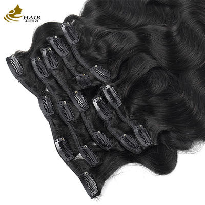 Vente en gros de cheveux naturels noirs brésiliens Remy Cheveux humains Clip de vague dans les extensions de cheveux