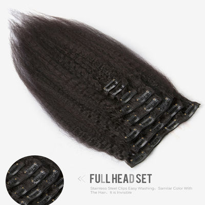 Les extensions de cheveux noirs naturels Tissue clip en long Kinky droit ODM