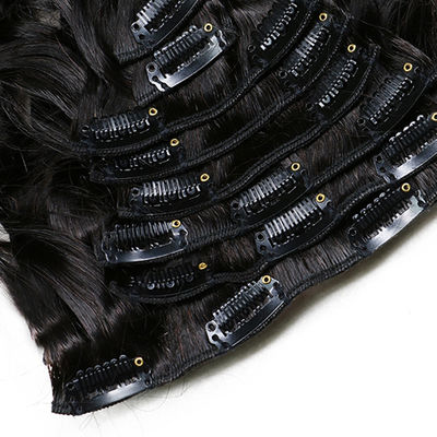 ODM Black Clip In Hair Extensions Vague profonde Rapide tissage Léger