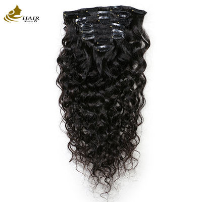 ODM Black Clip In Hair Extensions Vague profonde Rapide tissage Léger