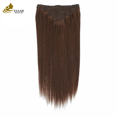Brun foncé 22 pouces Clip In Hair Extensions Cheveux humains 100% vierge 16 pièces