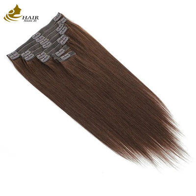 Brun foncé 22 pouces Clip In Hair Extensions Cheveux humains 100% vierge 16 pièces