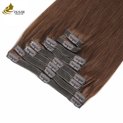 Brun foncé 22 pouces Clip In Hair Extensions Cheveux humains 100% vierge 16 pièces