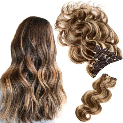 Tissue malaisienne sans couture Clip dans les extensions de cheveux lisse et doux