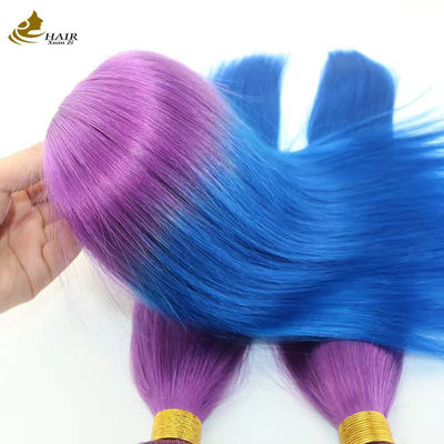Personnalisé Ombre Extensions de cheveux humains Bouncy violet bleu