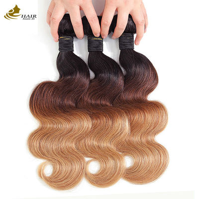 1b 4/27 Miel bouclé Blonde Extensions de cheveux brésiliens Ombre