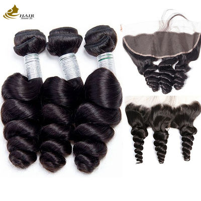 Packs de cheveux vierges en boucle avec fermeture frontale en dentelle