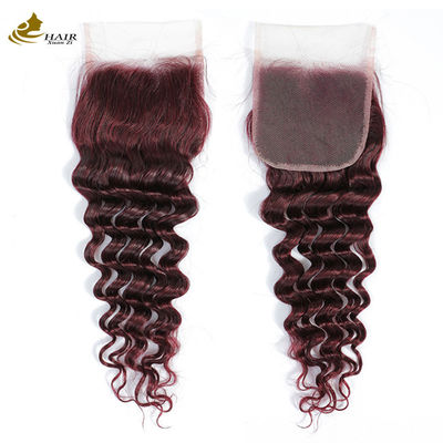 Ombre 99J Perruque bordeaux sans colle Extensions de cheveux humains Vague profonde