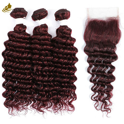 Ombre 99J Perruque bordeaux sans colle Extensions de cheveux humains Vague profonde