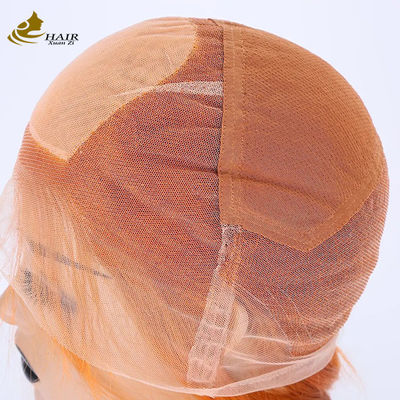 Orange réaliste cheveux humains Perruques Full Lace 27 miel blonde 180% Densité