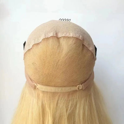 Plein front dentelle 613 cheveux humains Perruque droite Blonde sans colle