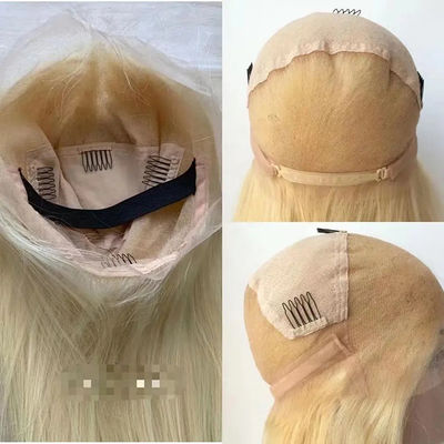 Plein front dentelle 613 cheveux humains Perruque droite Blonde sans colle