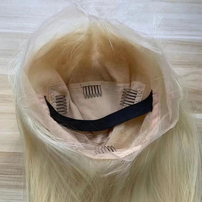 Plein front dentelle 613 cheveux humains Perruque droite Blonde sans colle