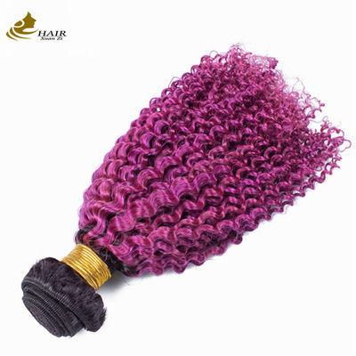 Afro Kinky Bouclé Racine foncée Violets Ombre Vierge Boucles de cheveux humains À vendre