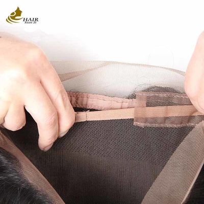 Capillaire humain vierge aligné à cuticule droite 360 fermeture en dentelle complète