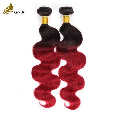 Couleur rouge Ombre Boucles de cheveux humains brésiliens avec fermeture