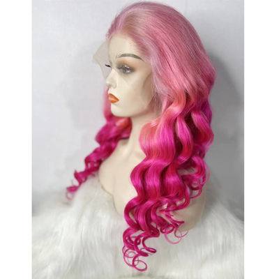 Couleur rose personnalisée Vente de perruque en dentelle pour cheveux humains