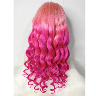Couleur rose personnalisée Vente de perruque en dentelle pour cheveux humains