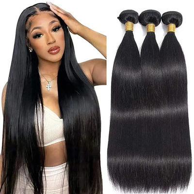 Cheveux en tissu humain vierge Remy Cheveux en faisceau droit à double dessin Noir naturel