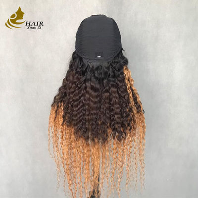 Perruque femme longue ondée bouclée 1b/4/27 de couleur Cheveux humains Perruque en forme de U