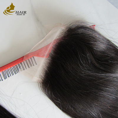 Transparent 4*4 Lace 20inch natural black straight human hair lace closure for sale