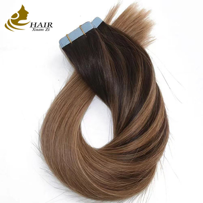 Couleur personnalisée 100% vrais extensions de cheveux humains vierges à bandes Extensions de cheveux humains raides