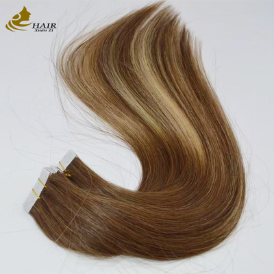 Extensions de cheveux adhésives en trame de peau populaires, raides, 100% Remy, cheveux humains, cuticule alignée, cheveux vierges