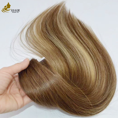Extensions de cheveux adhésives en trame de peau populaires, raides, 100% Remy, cheveux humains, cuticule alignée, cheveux vierges