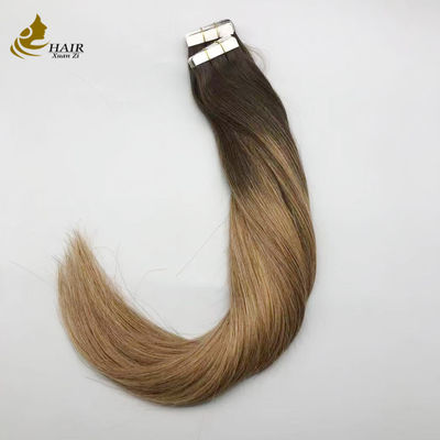 Extensions de cheveux adhésives en cheveux humains vierges 100% naturels, couleur B2/6, lisses