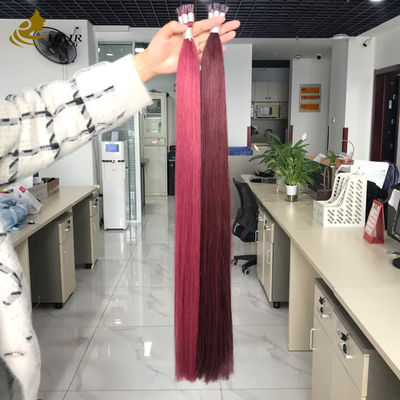 En gros Cuticule alignée I Tip Extensions de cheveux humains Burg et 99J Couleur Extensions de cheveux droits