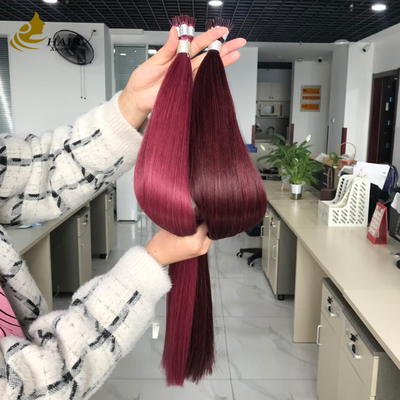 En gros Cuticule alignée I Tip Extensions de cheveux humains Burg et 99J Couleur Extensions de cheveux droits