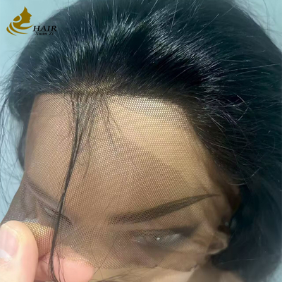 Perruque complète en dentelle de cheveux humains, marron foncé personnalisé