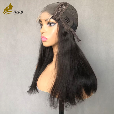 22 pouces naturel noir cheveux humains droits 4*4 Perruque de dentelle avant