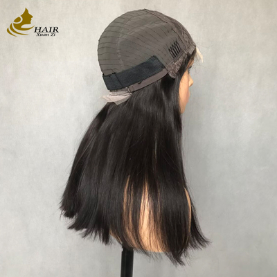 22 pouces naturel noir cheveux humains droits 4*4 Perruque de dentelle avant