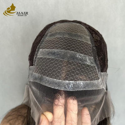Perruque avant en dentelle raide sans colle en cheveux humains vietnamiens avec silicone