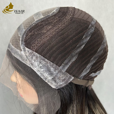 Perruque avant en dentelle raide sans colle en cheveux humains vietnamiens avec silicone