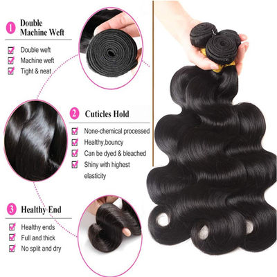 Vente en gros 100% brésilienne Cuticule alignée Pas cher Naturel Noir Body Wave Non transformé Poils humains vierges bruts